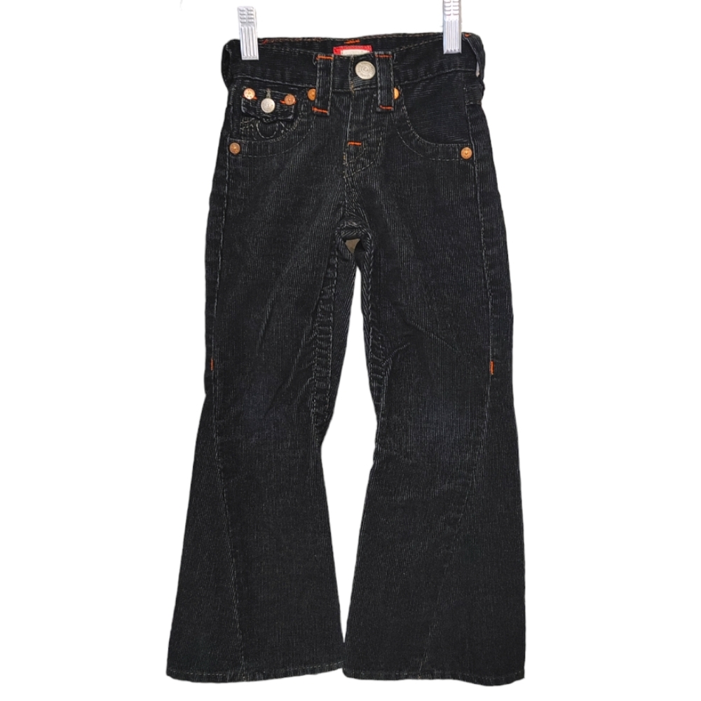 True Religion Joey Black Corduroy Flared Pants Girls Kids Toddler Size 2